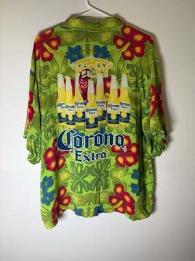 Corona Extra Mens Short Sleeve Hawaiian Shirt XL Green